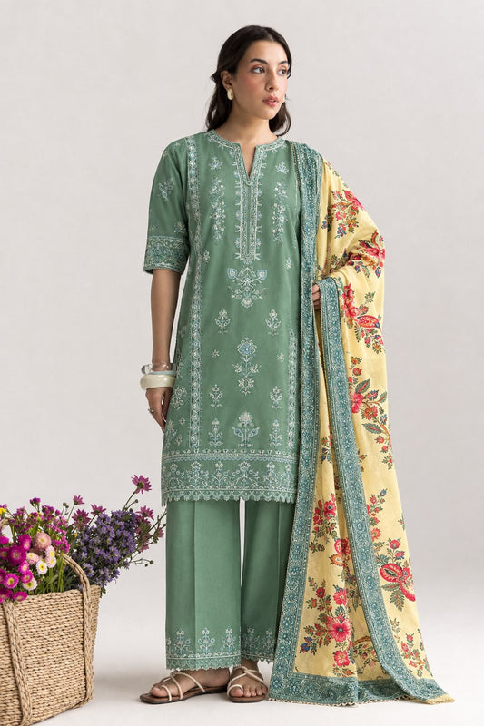 COCO 9061 Premium Dhanak Embroidered Suit with Wool Shawl