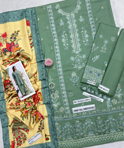 COCO 9061 Premium Dhanak Embroidered Suit with Wool Shawl