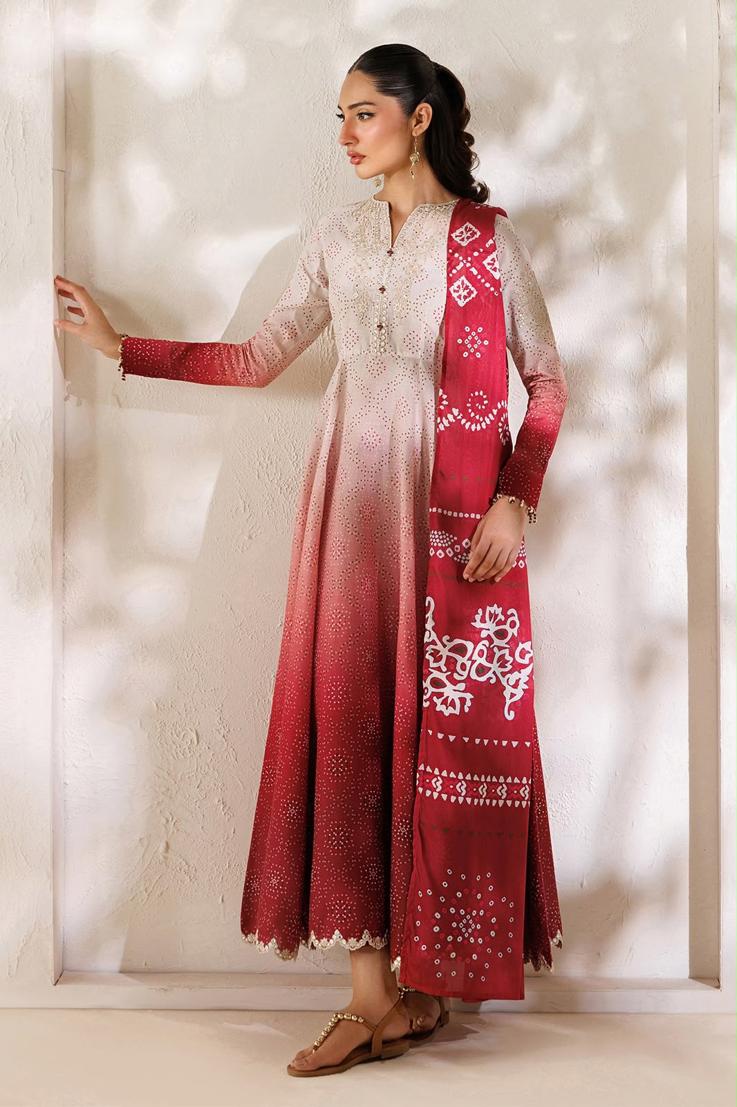 3-Piece Digital Printed Silk Suit with Embroidered Patches & Chiffon Dupatta | Bella's Creation