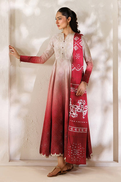 3-Piece Digital Printed Silk Suit with Embroidered Patches & Chiffon Dupatta | Bella's Creation