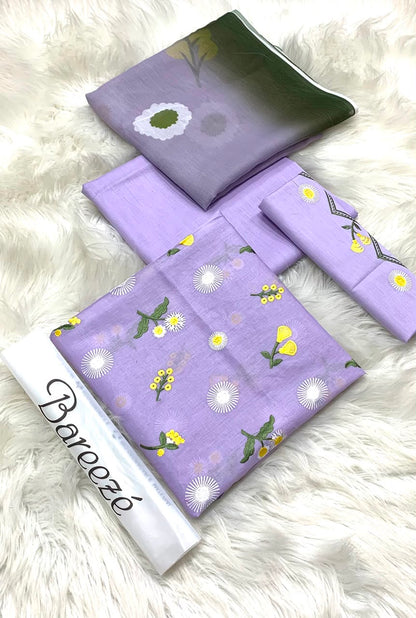 Bareeze Embroidery 3PC Lawn Suit Lavender Floral – model wearing full outfit