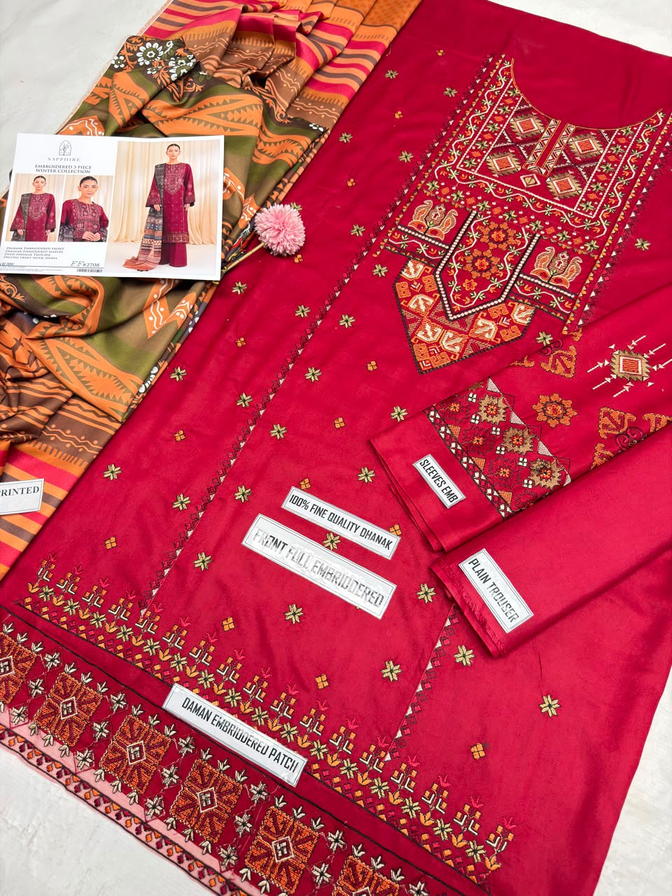 Sapphire 2708 Front Full Embroidery Dhanak Winter Collection