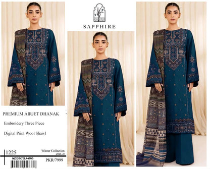 Sapphire 1225 Premium Airjet Dhanak 3-Piece Winter Collection 2026-27 - Model Shot
