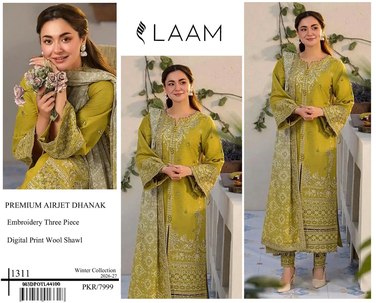 LAAM 1311 Premium Airjet Dhanak 3-Piece Winter Collection 2026-27 - Model Shot