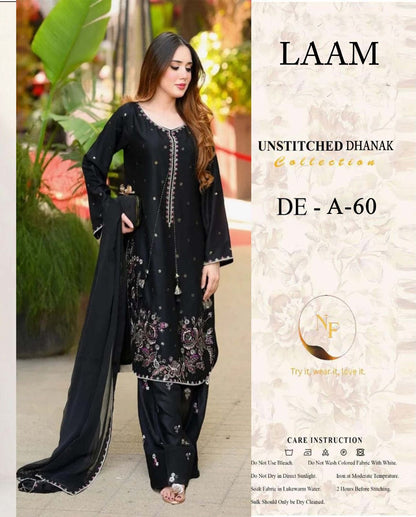 Laam D#A60 Premium Pure Dhanak Embroidered Suit - Model View