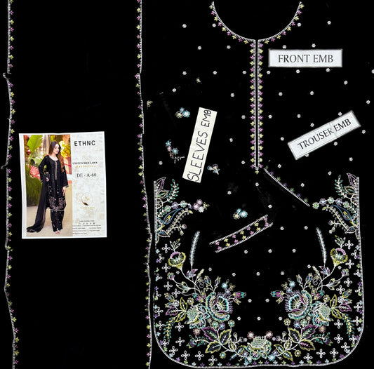 Laam D#A60 Dhanak Fabric Flat Lay with Labels