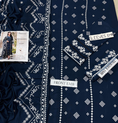 Bareeze D#A18 Dhanak Fabric Flat Lay with Labels