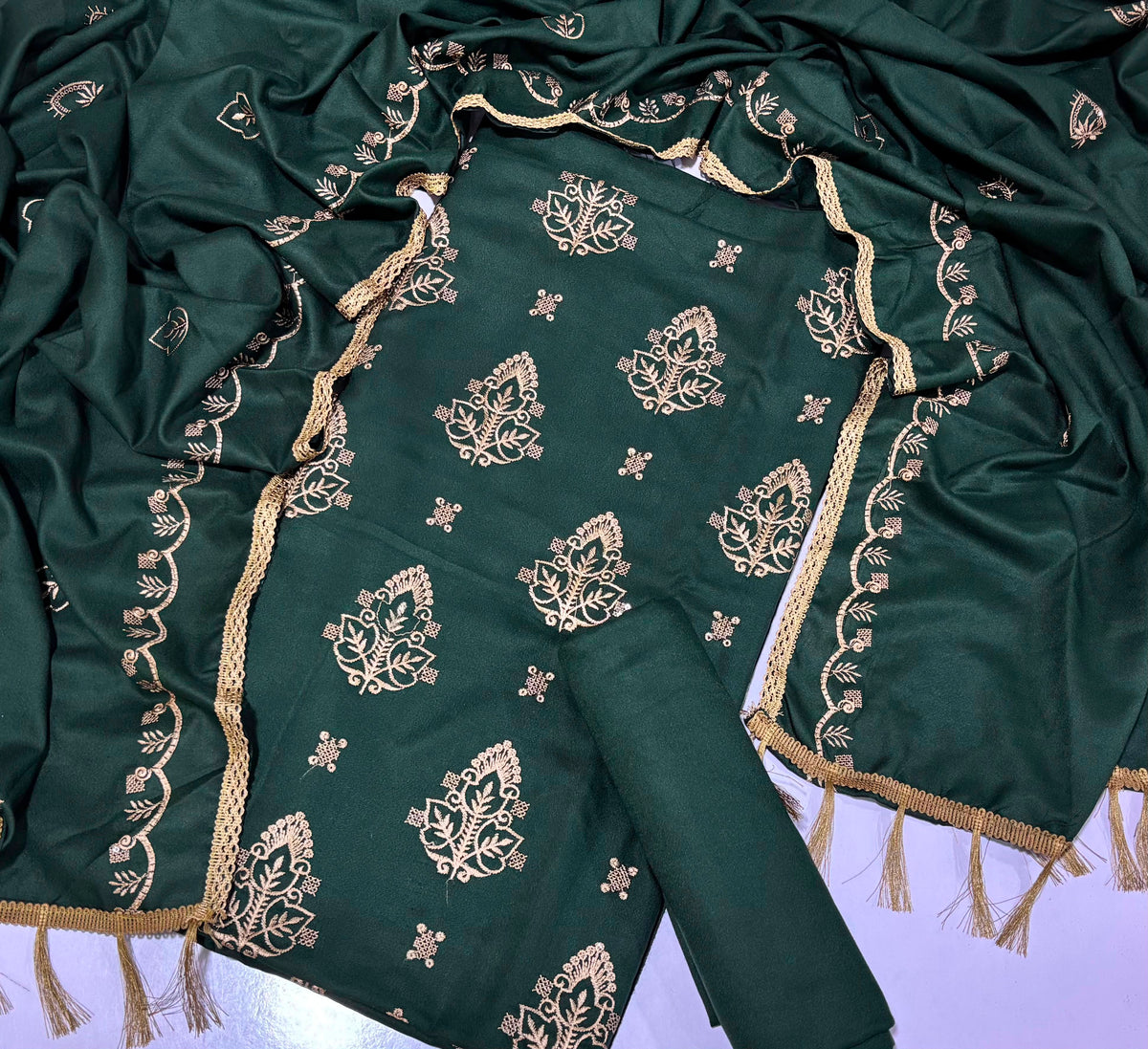Bonanza Satrangi Dhanak Marina 3PC Embroidered Suit with Shawl