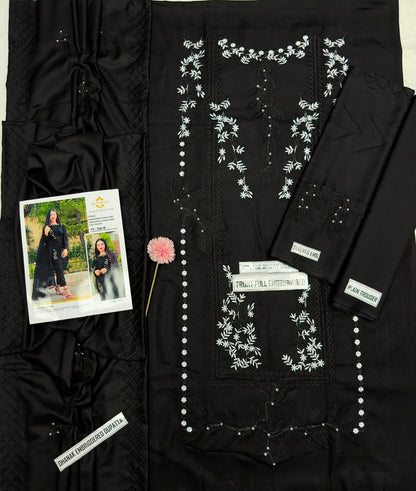 Agha Noor Winter Collection FF-3061C – 3PC Embroidered Dhanak Suit (Dark Green)