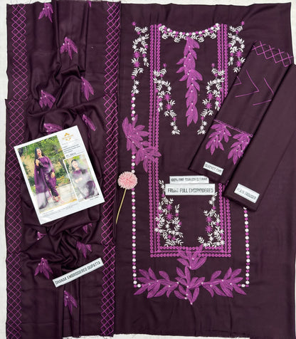 Agha Noor Winter Collection FF-3061C – 3PC Embroidered Dhanak Suit (Dark Green)