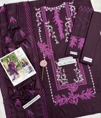 Agha Noor Winter Collection FF-3061C – 3PC Embroidered Dhanak Suit (Dark Green)