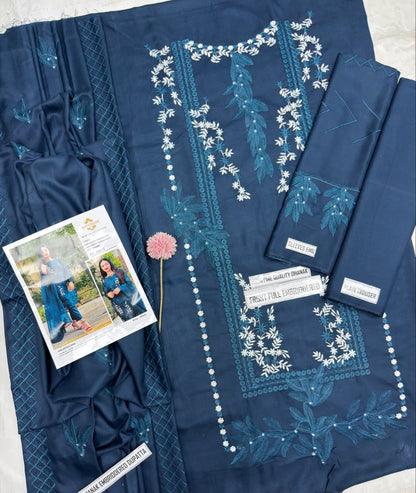Agha Noor Winter Collection FF-3061C – 3PC Embroidered Dhanak Suit (Dark Green)