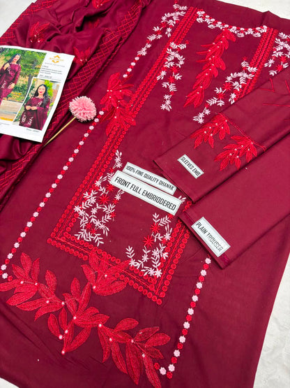 Agha Noor Winter Collection FF-3061C – 3PC Embroidered Dhanak Suit (Dark Green)