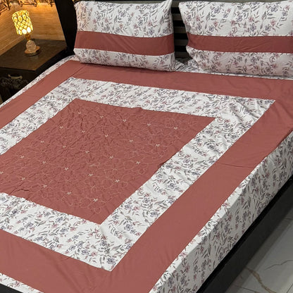 King Size Patchwork Embroidered Bedsheet – Export Quality Cotton
