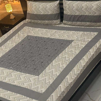 King Size Patchwork Embroidered Bedsheet – Export Quality Cotton