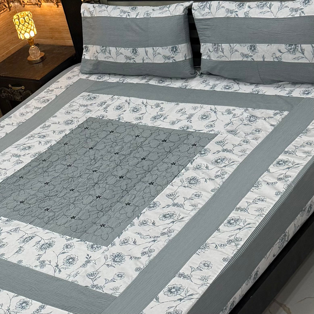 King Size Patchwork Embroidered Bedsheet – Export Quality Cotton