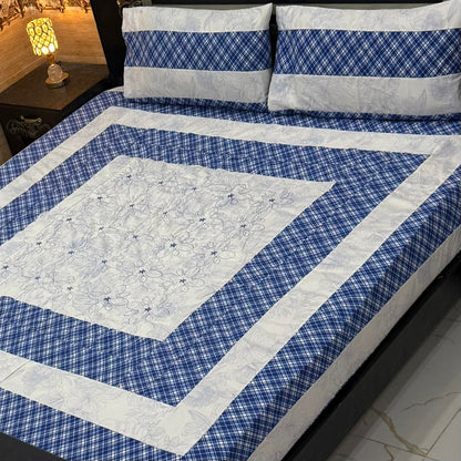King Size Patchwork Embroidered Bedsheet – Export Quality Cotton