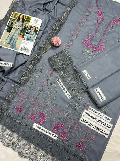 Mushq Winter Collection FF-3086 | 3-Piece Chikenkari Embroidered Dhanak Suit