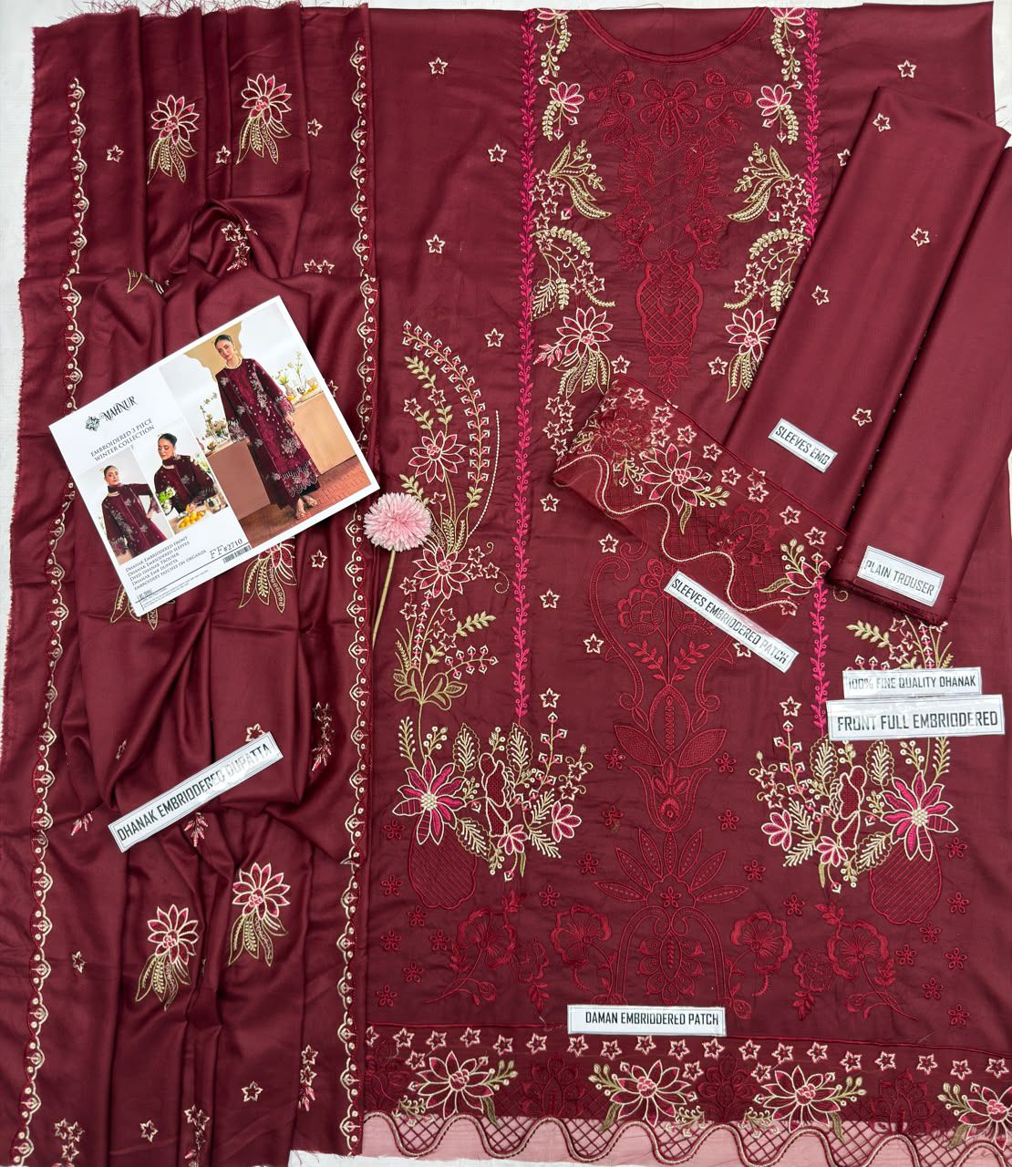 Mahnur Premium Dhanak 3-Piece Embroidered Suit | Winter Collection 2026