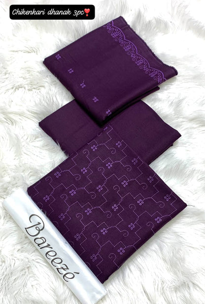 Bareeze Dhanak Embroidery Chikankari 3-Piece Suit - Purple