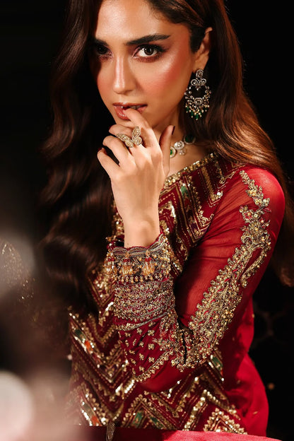 Charizma Wedding Edition 2026 red embroidered chiffon suit