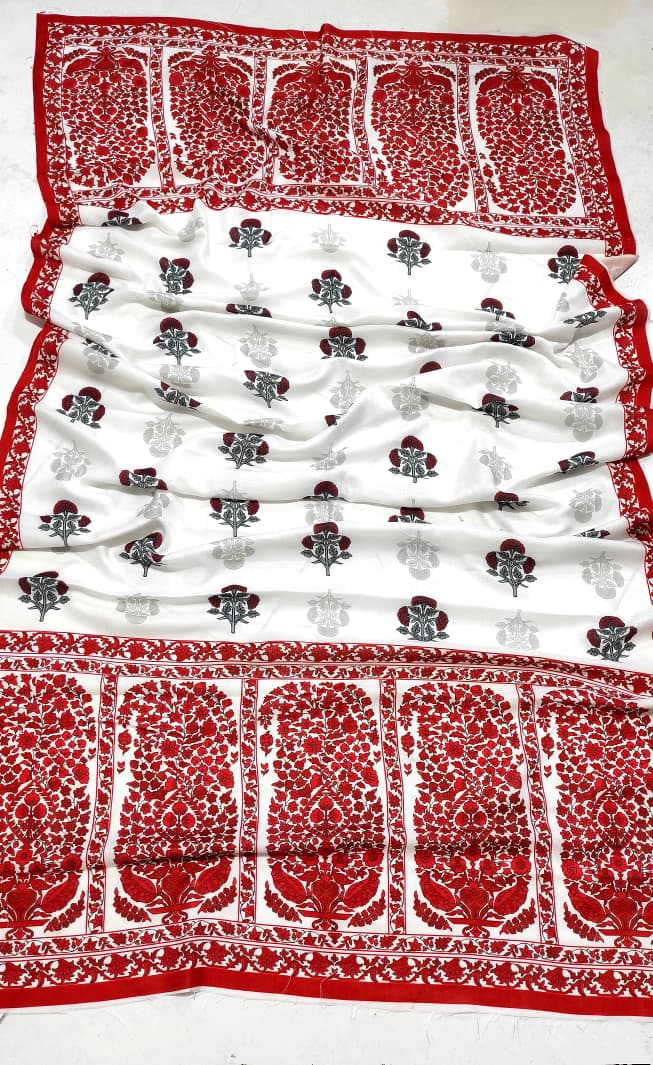 Zava Premium Red Dhanak 3PC Embroidered Suit with Wool Shawl