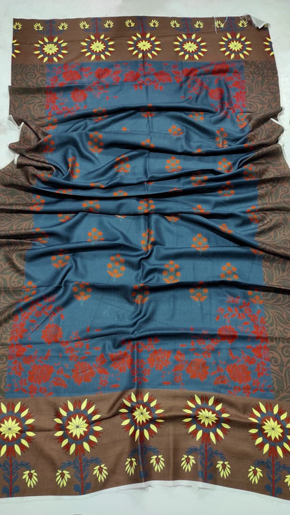 Urgu Premium Grey Dhanak 3PC Embroidered Suit with Wool Shawl