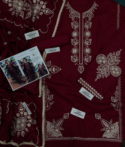 Nain Preet Premium Version NF 1023–1026 Dhanak Embroidered 3-Piece Suit