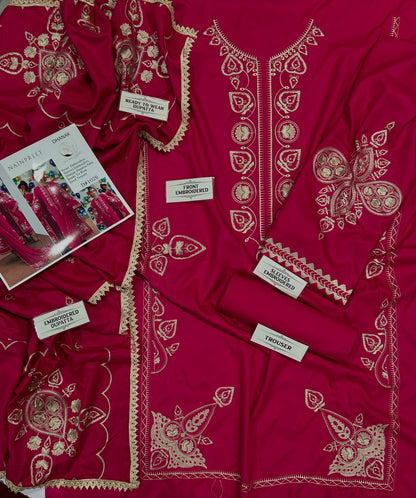 Nain Preet Premium Version NF 1023–1026 Dhanak Embroidered 3-Piece Suit