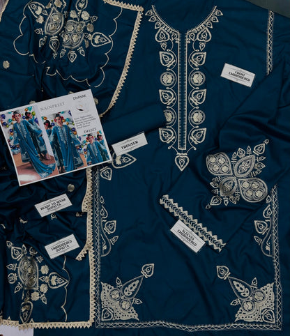 Nain Preet Premium Version NF 1023–1026 Dhanak Embroidered 3-Piece Suit