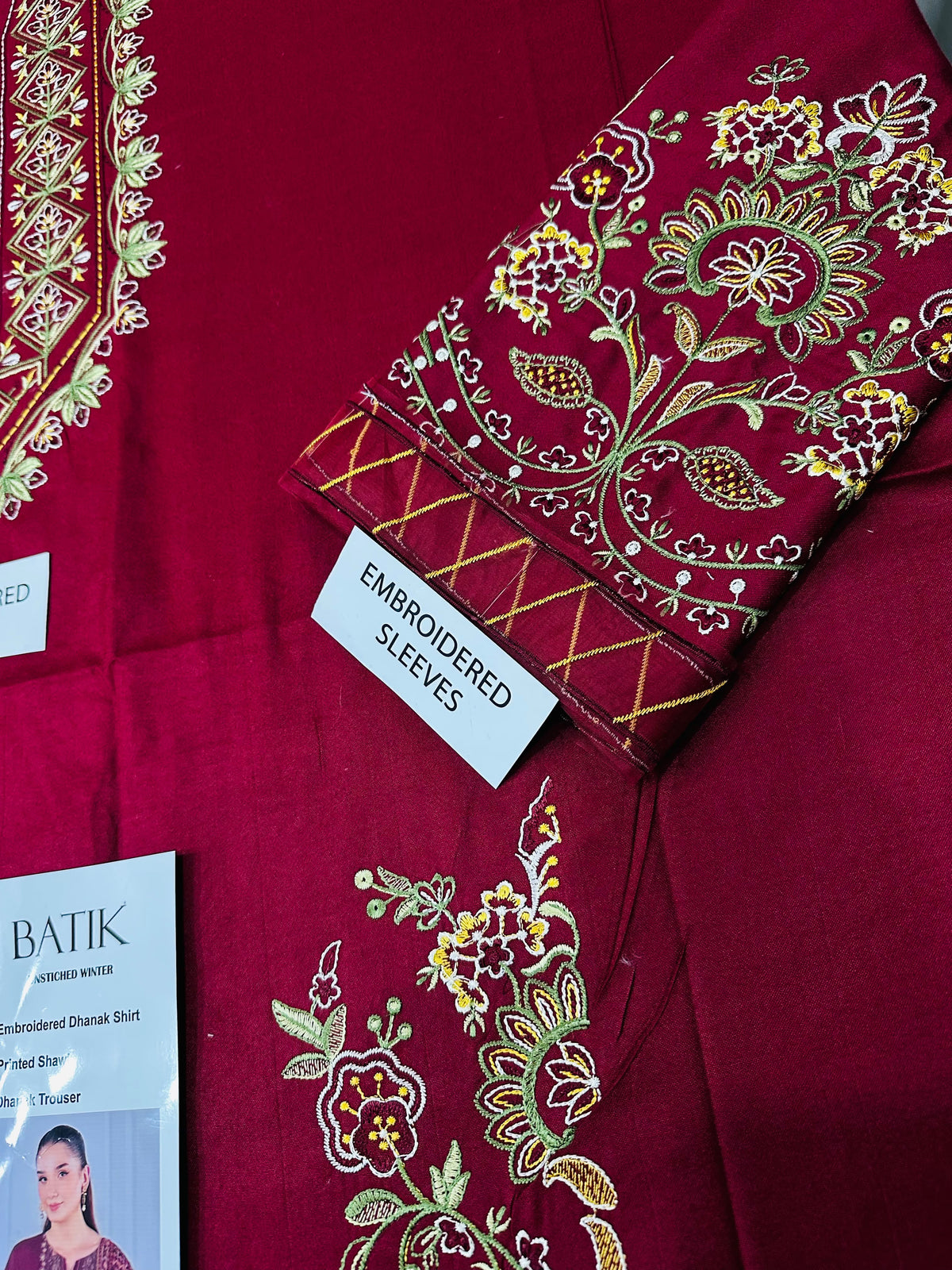 IZNIK Luxury Embroidered Dhanak Marina 3-Piece Suit – Maroon