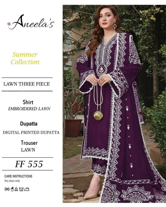 Aneela’s Summer Collection Lawn Three Piece