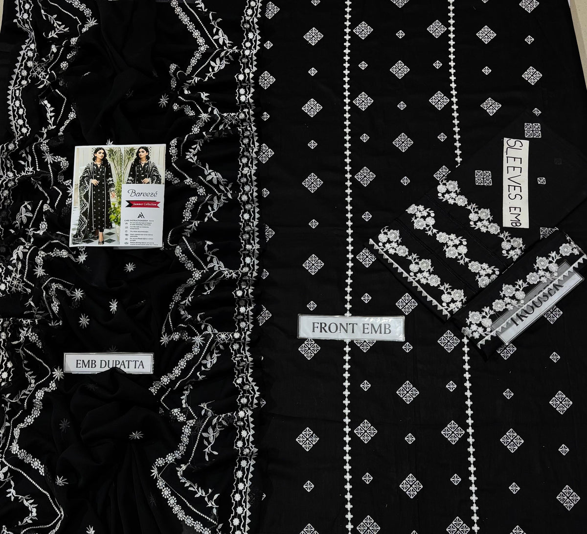 Unstitched 3 Piece Embroidered Lawn Suit with Embroidered Dupatta