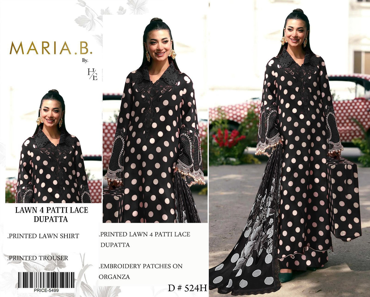 MARIA.B. Lawn 4 Patti Lace Dupatta set