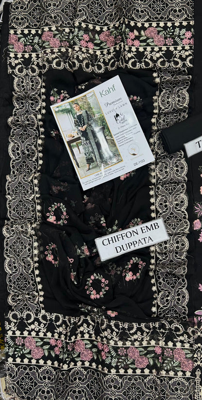 3-piece embroidered lawn suit by Kahf from the Premium Luxury Lawn