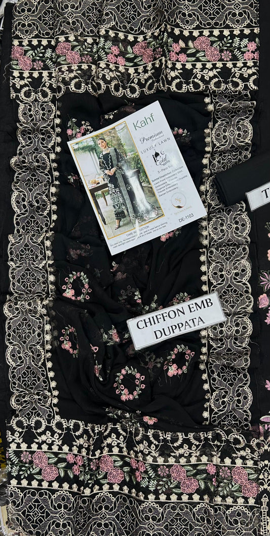 3-piece embroidered lawn suit by Kahf from the Premium Luxury Lawn
