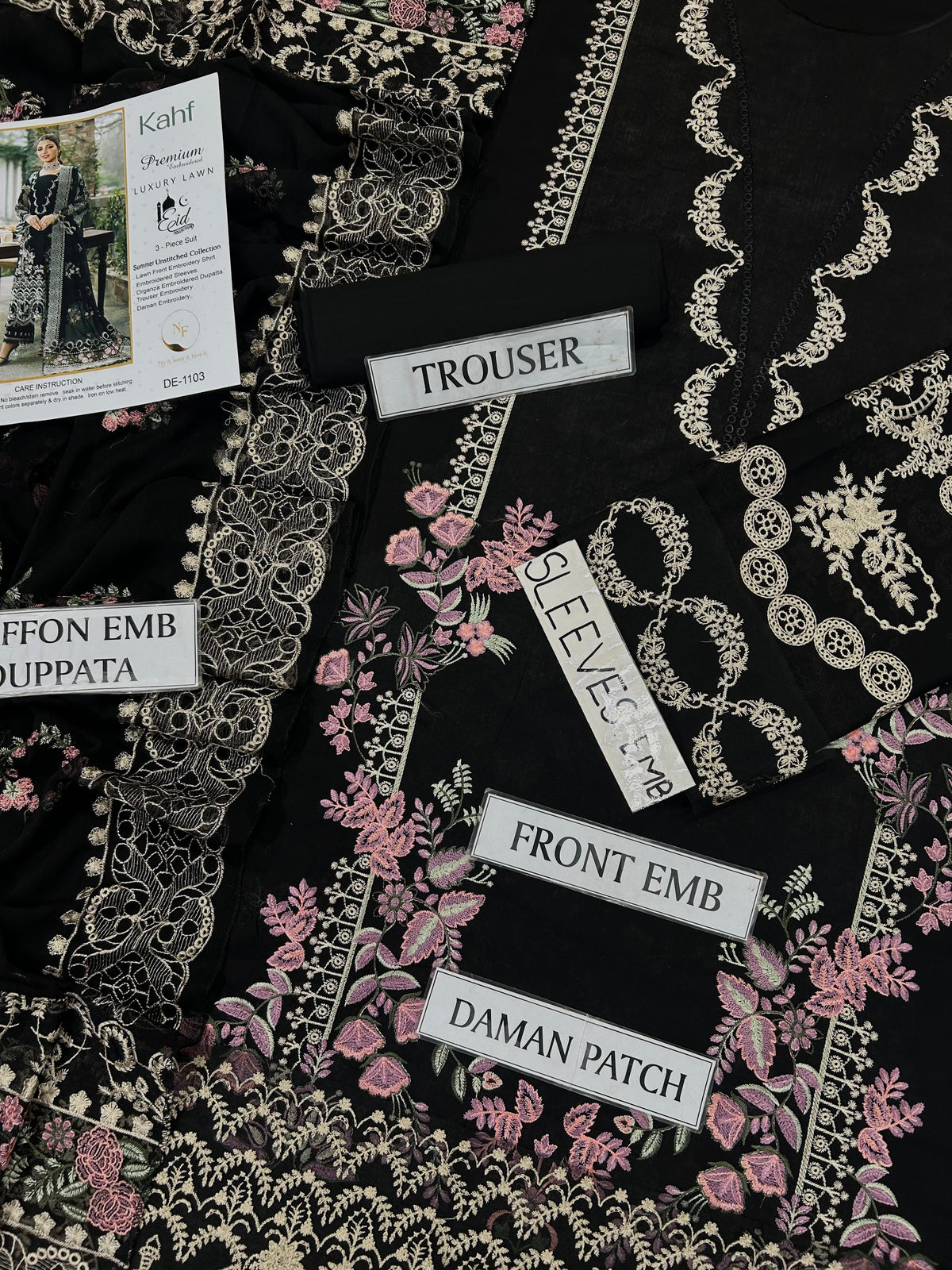 3-piece embroidered lawn suit by Kahf from the Premium Luxury Lawn