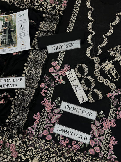 3-piece embroidered lawn suit by Kahf from the Premium Luxury Lawn