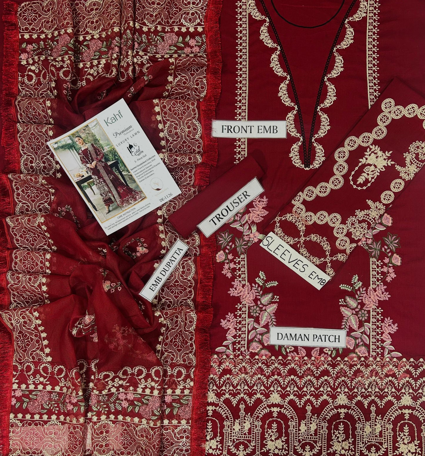 3-piece embroidered lawn suit by Kahf from the Premium Luxury Lawn