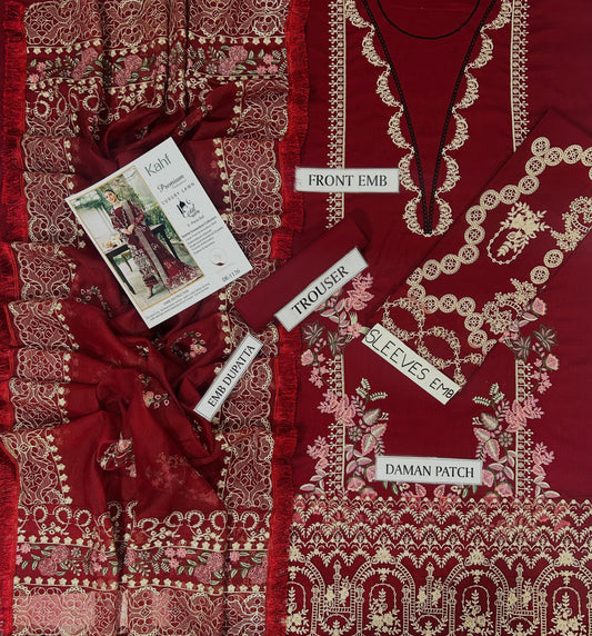3-piece embroidered lawn suit by Kahf from the Premium Luxury Lawn