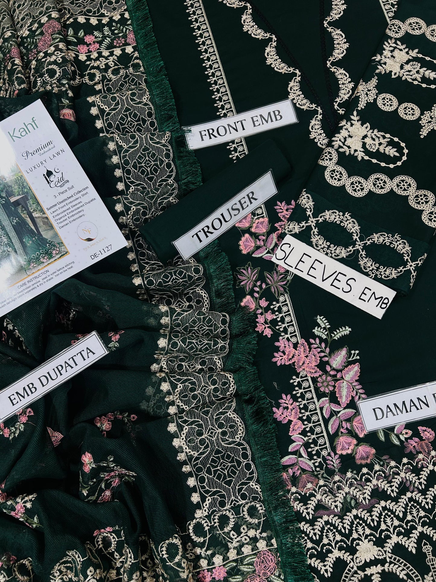 3-piece embroidered lawn suit by Kahf from the Premium Luxury Lawn