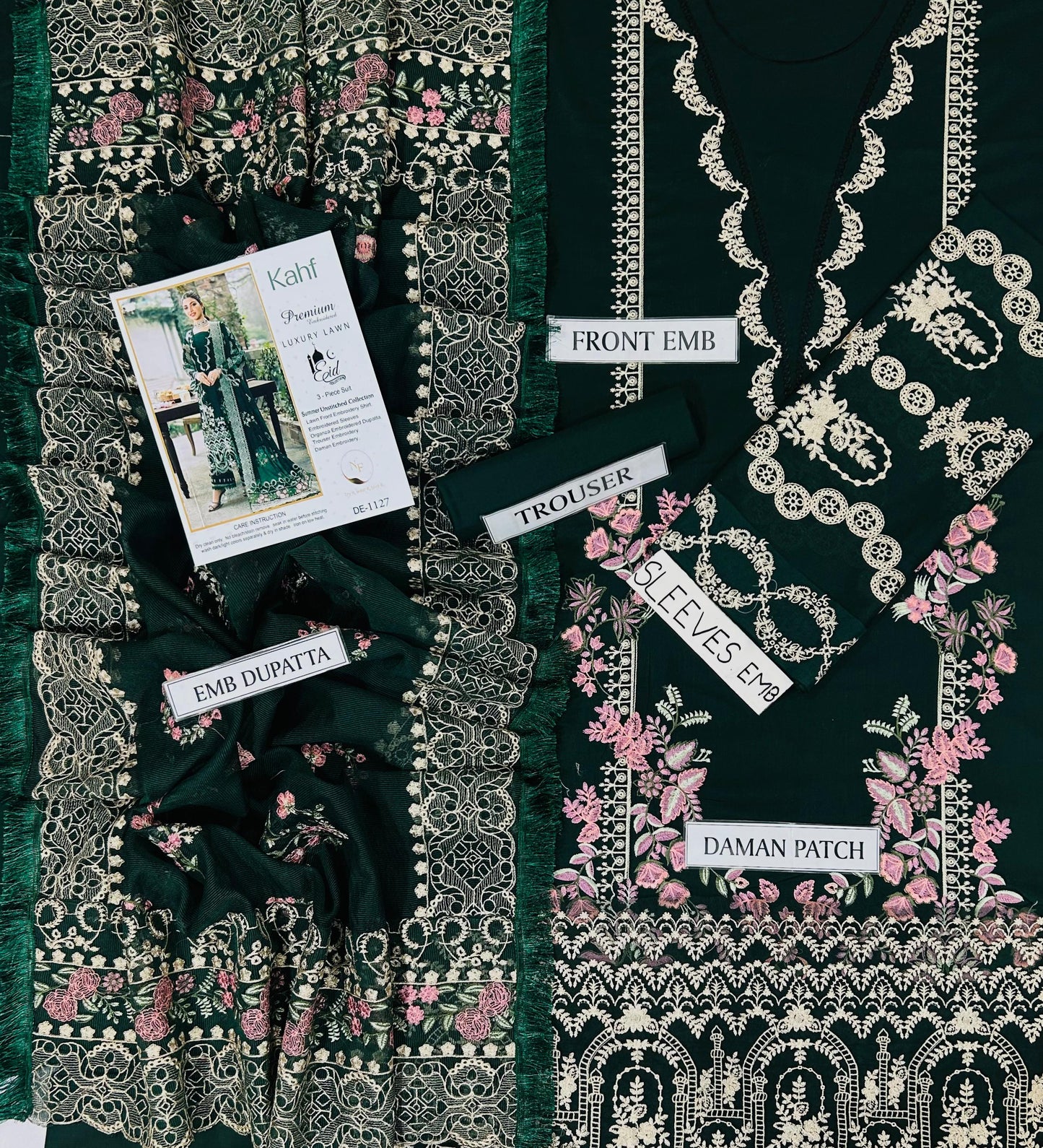 3-piece embroidered lawn suit by Kahf from the Premium Luxury Lawn