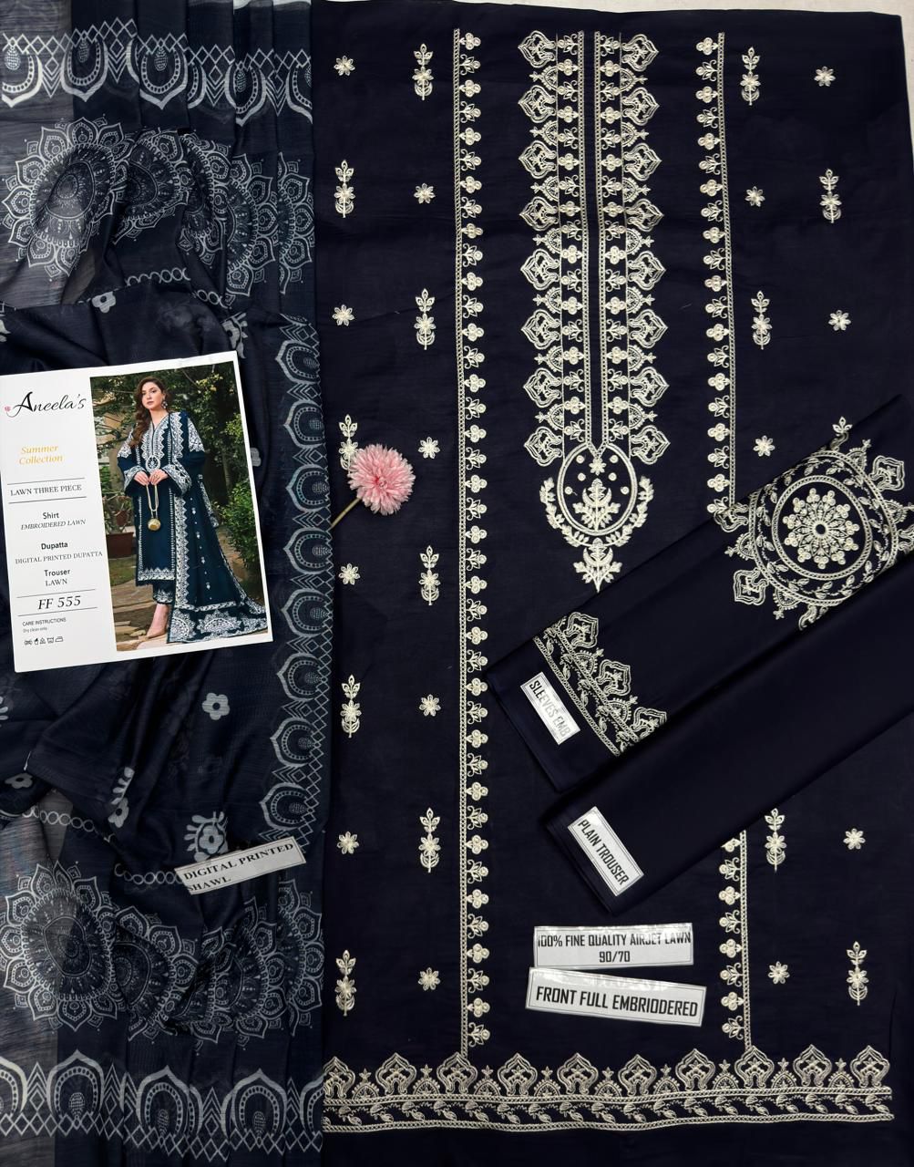 Aneela's Summer Collection Lawn 3 Piece Unstitched Suit | Bella's Creation