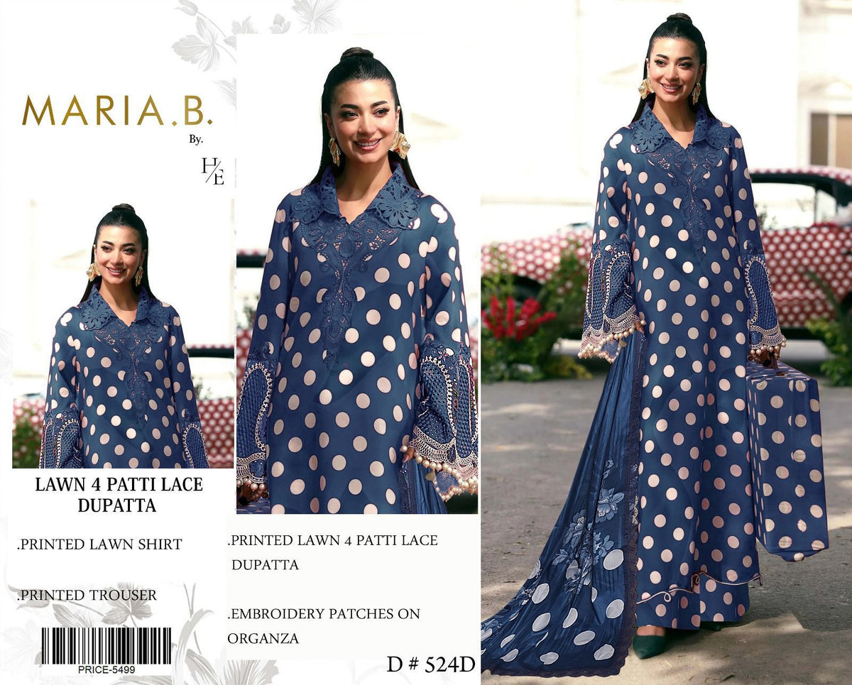MARIA.B. Lawn 4 Patti Lace Dupatta Set Vol.4 | Buy Online Pakistan | Bella's Creation