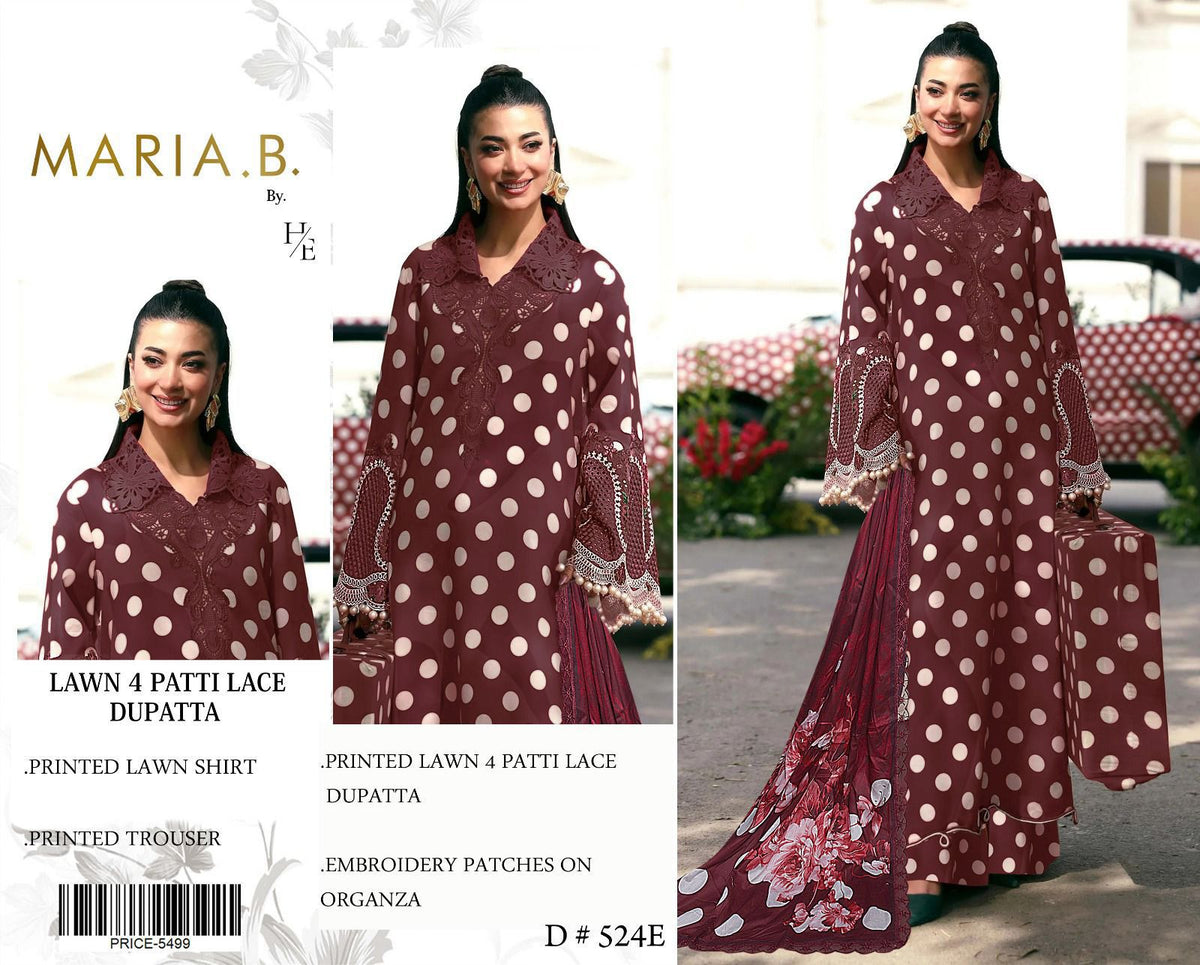 MARIA.B. Lawn 4 Patti Lace Unstitched Suit | Buy Online Pakistan | Bella's Creation