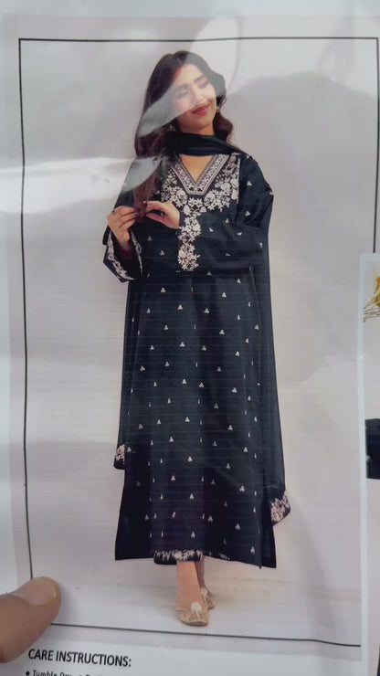 Rozana Embroidered Dhanak 3-Piece Winter Collection - FF 7626B
