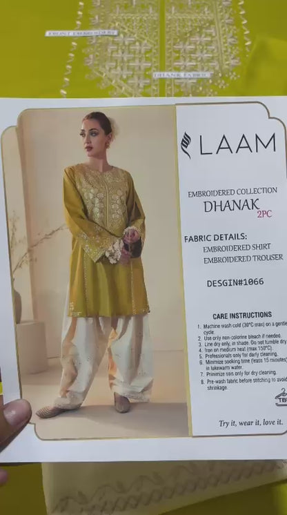 LAAM Pure Dhanak Embroidered 2PC Suit – Winter Collection