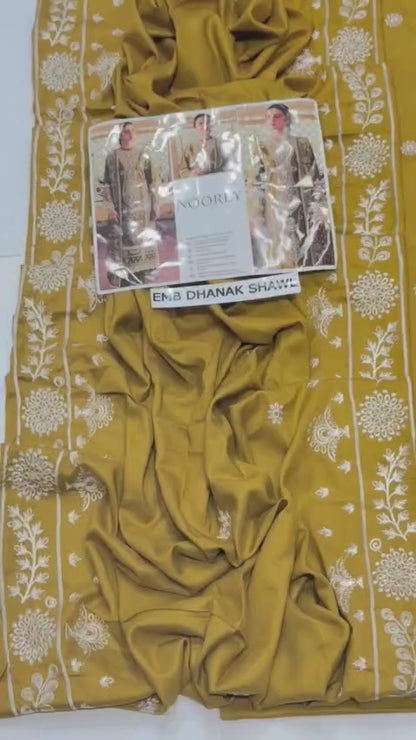 Noorey Dhanak Collection NY-49333 – 3PC Embroidered Suit (Olive Green)