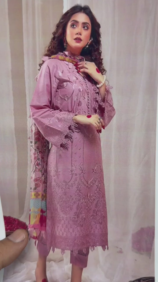 Limelight Embroidered Dhanak Suit – Code 414