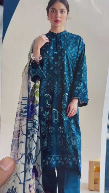 COCO 9068 Premium Dhanak Embroidered Suit with Wool Shawl